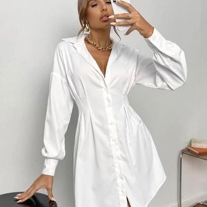 Shein White Button Down Dress